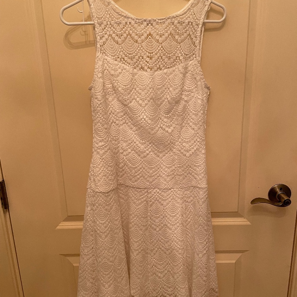 WHBM White Drop Waist Fit & Flare Dress Size 4